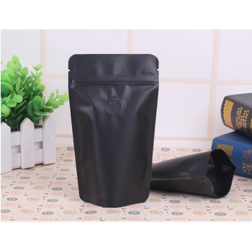 Saco de café preto 100g-150g com zíper e válvula